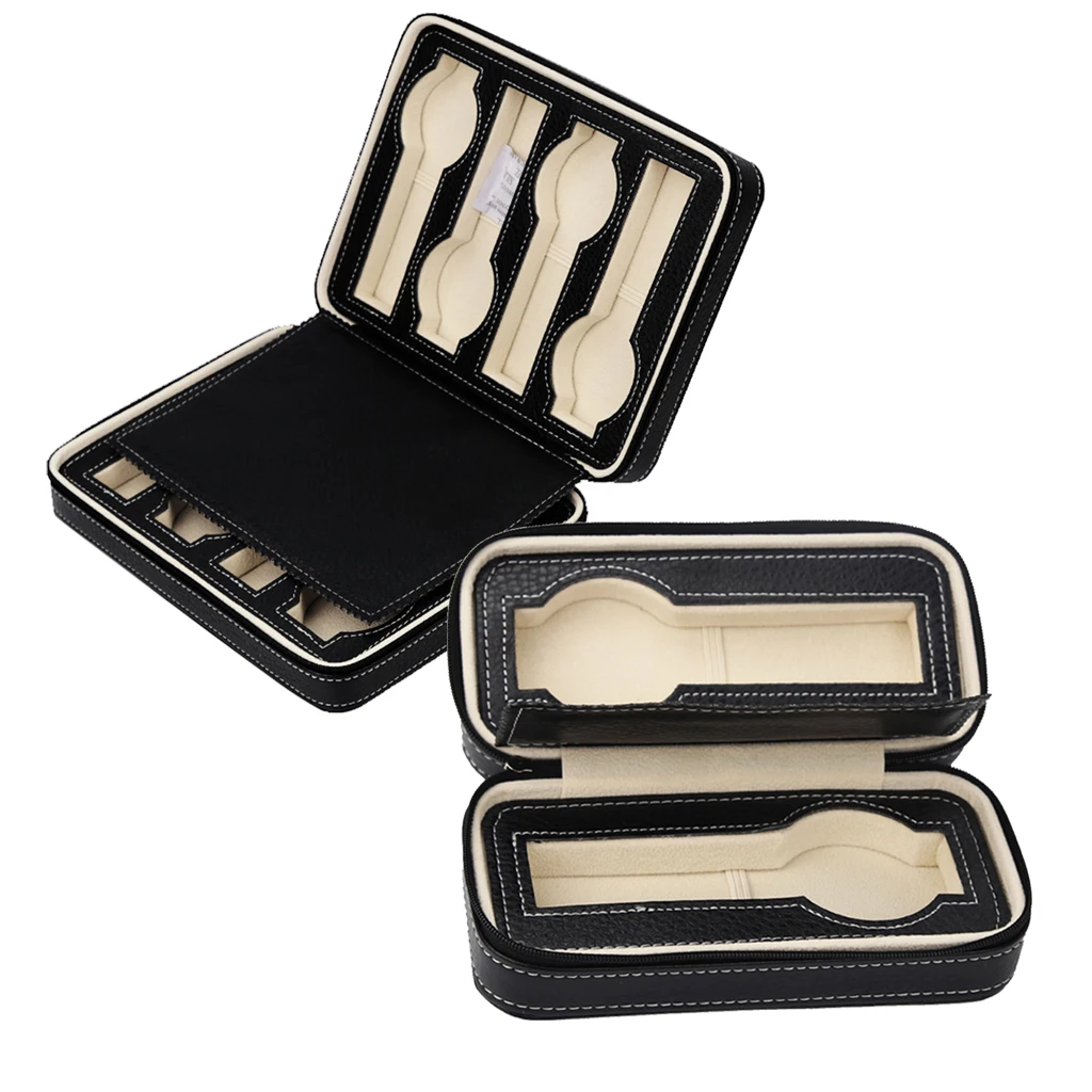 

2/8 Slots Genuine Leather Watch Travel Case Collector Storage Zipper Box