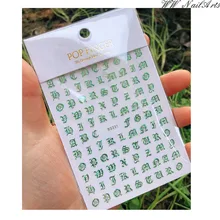 1Pcs Nail Art Stickers Alphabet Sticker Letter Stickers Transfers Black Old English Font Letter Goth Gothic Nail Sticker Decora