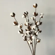 Dried flowers cotton branches 6 cotton long branches simulation cotton branches living room home wedding decorations