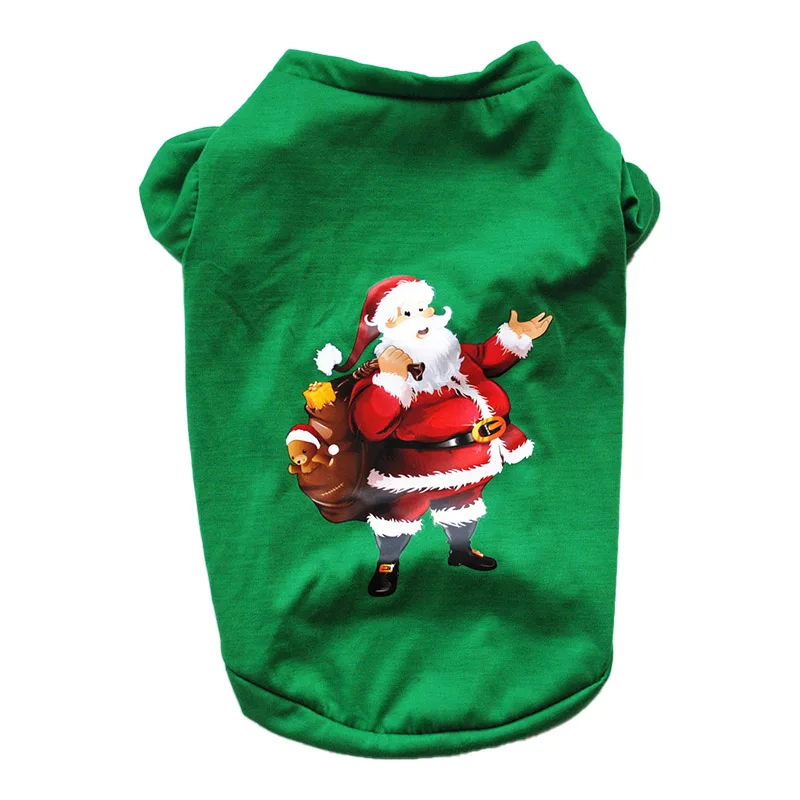 Green Santa Рождественская Одежда для собак, мягкая рубашка для собак, жилет для щенков, костюм для собак Санта Клауса, костюм для собак, кошек, маленьких собак, пальто для чихуахуа, одежда для Йоркцев - Цвет: Green Santa