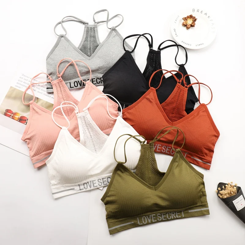 

Seamless Cross Straps Bra Breathable Gathered Wrapped Chest Tube Top Daily Underwear Anti-light Sports Bra