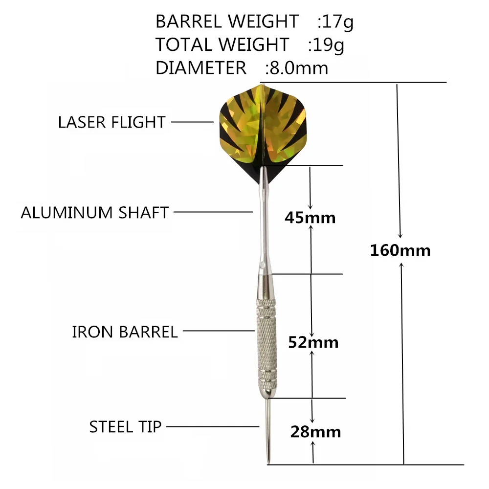 3 шт. жесткий Сталь Дартс Алюминий валы лазерный Перелёты Никель позолоченный корпус для игры в дартс 19 г с кожа чехол для спортивная игра в помещении