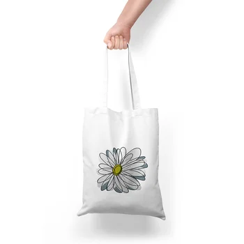 

Reusable Eco-Friendly Grocery Foldable Shopping Bags Flower Printing Canvas Cotton Folding Tote Bag With Handle