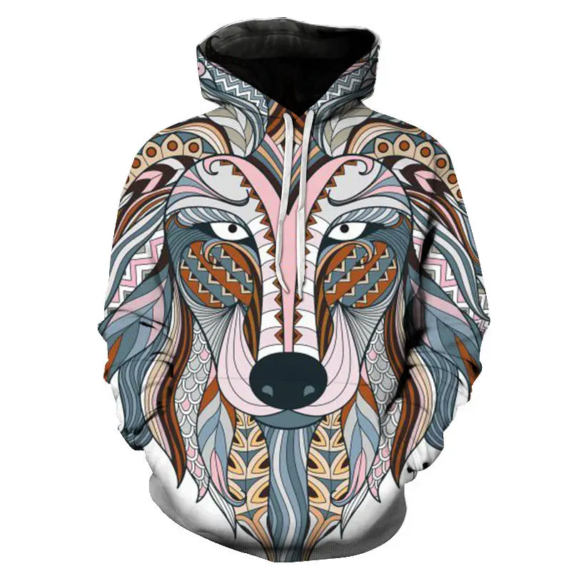 

3D Print Men Woman Fashion Painted Hunting Wolf Long-Sleeved Hooded Jacket Autumn American Plus Size Casual Street Clothes