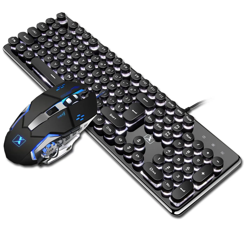 Профессиональная игровая клавиатура и мышь USB Проводная Механическая панк 104 клавиши круглая клавиша RGB подсветка игровые клавиатуры для ПК - Цвет: A3