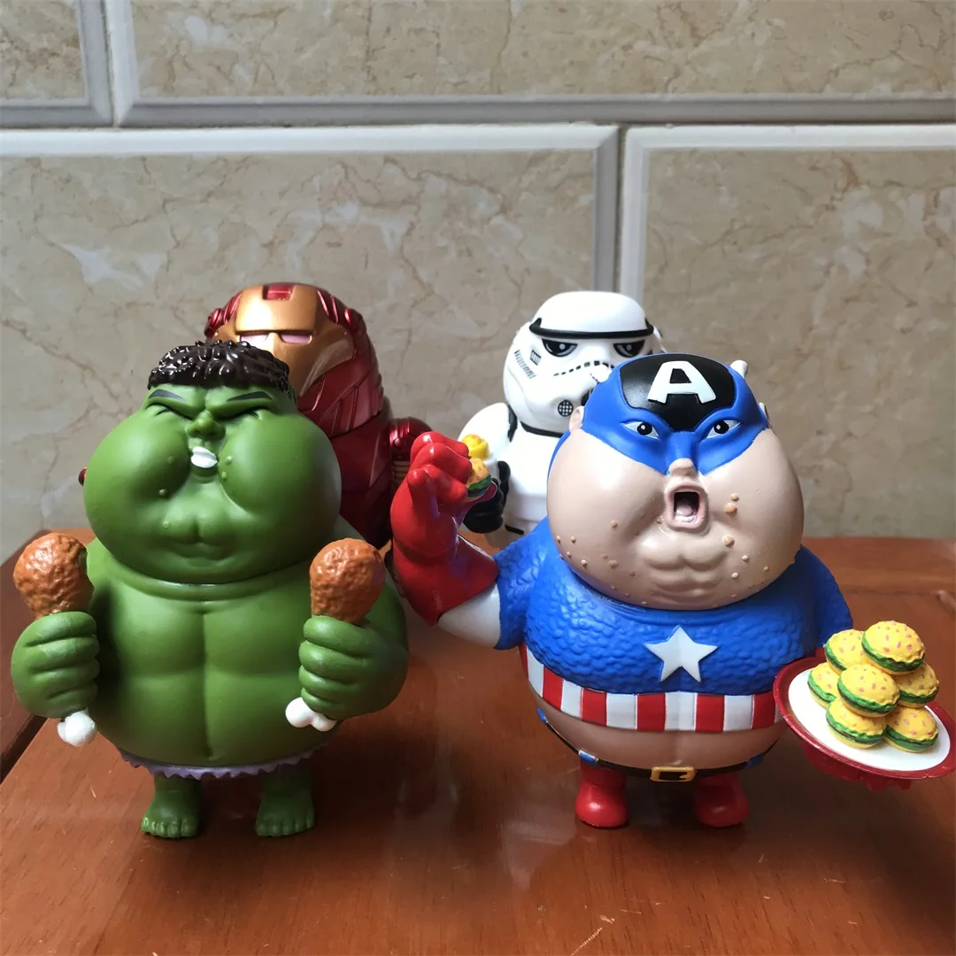 Hasbro Marvel Action Figure The Avengers Fat Man Series Spider-Man Iron Man Hulk Doll Model Doll Toy Decoration