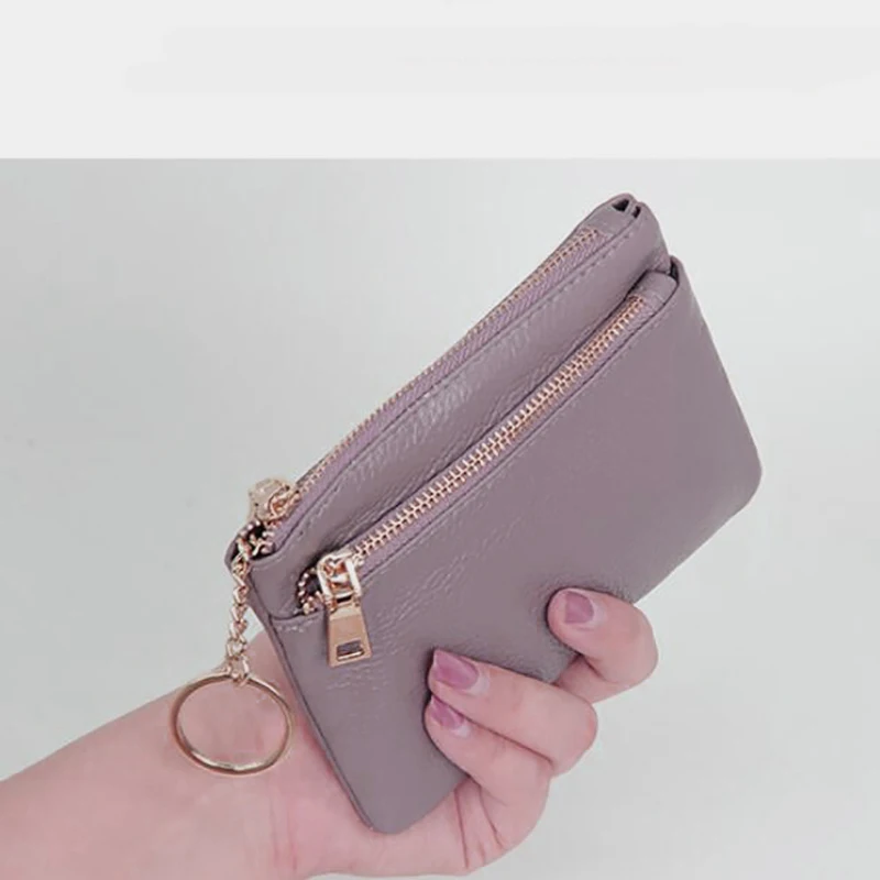 New Brand Men Soft Genuine Leather Card Holder Women Coin Purse Key Holder Zip Wallet Pouch Bag Purse