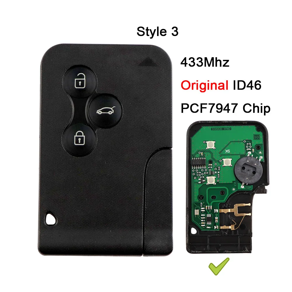 Chiave/Telecomando Per Renault Clio Logan Megane 2 3 Scenic 3 Tasto Del Telecomando Smart Card Chiave - scheda Smart 433mhz Originale Id46-pcf7947 Chip Renault - Ha5b2f03ed6264ac88e20757fa8b80cf83