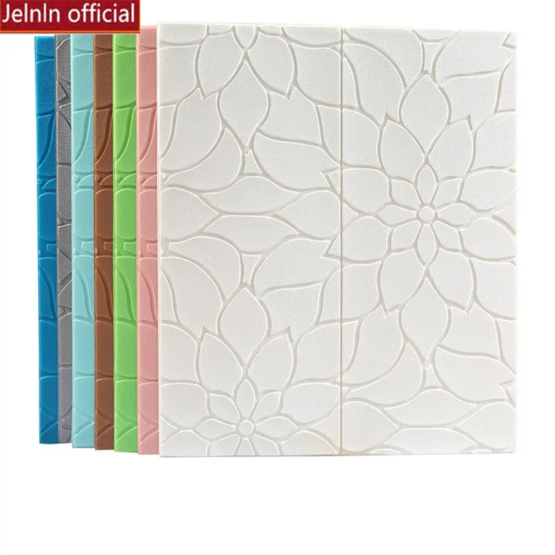 Lotus pattern foam wall stickers living room bedroom kitchen bathroom bedroom waterproof anti-collision TV soft pack wallpaper