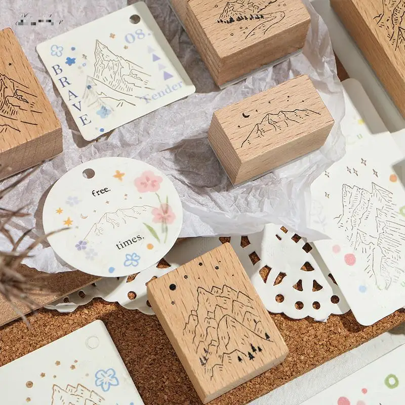 1 комплект винтажная горная серия штамп DIY деревянные резиновые штампы для stationery канцелярские принадлежности Скрапбукинг Стандартный штамп