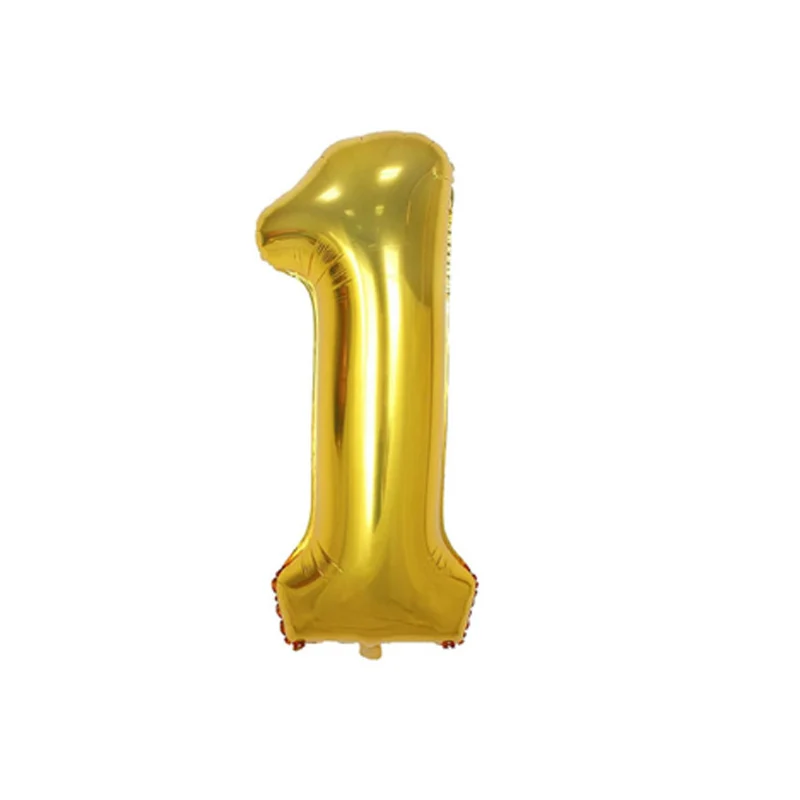 40-дюймовый светодиод 1st первое число баллоны baby shower декор для вечеринки в честь Дня рождения поставки розовое платье принцессы для девочки, розовое золото, розовый воздушный шар в форме цифры - Цвет: Gold