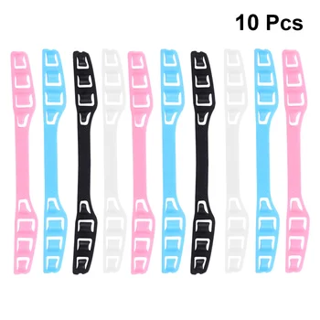 

10PCS Mask Band Adjustment Buckle Plastic Mask Ropes Hook Convenient Mask Accessories for Men Women (Black, White, Pink, Blue)