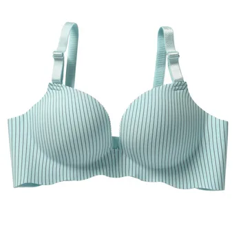 

Women Seamless Striped One-piece Wire Free Push Up Bra Solid Color Padded 3/4 Cup Adjustable Strape Underwear