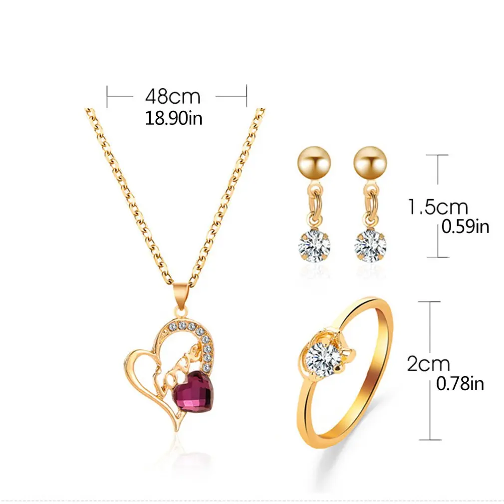 European And American Set Of Ornaments Trendy New Jewelry Love Necklace Earrings Ring Fashion Three-Piece | Украшения и