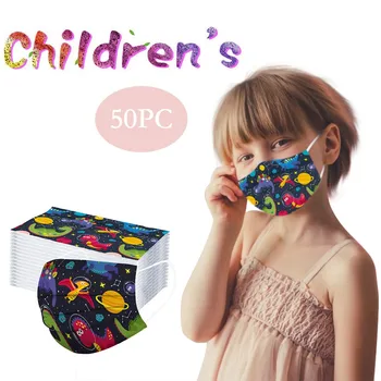 

50PC Lovely Print Children's Mask Disposable Face Mask In rial 3 Ply Ear Loop Face Masks for protection mascarillas para niños