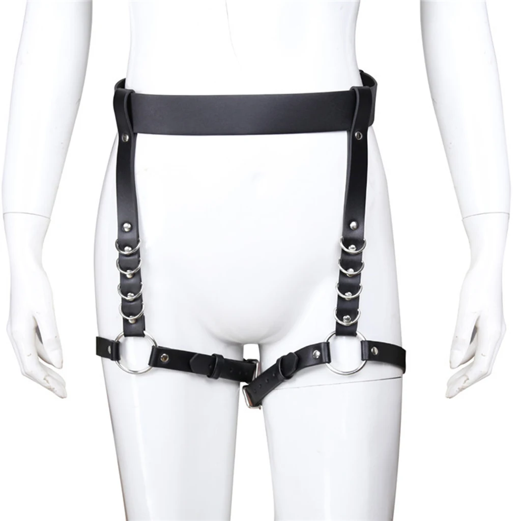 Women Gothic Steampun PU Leather Harness Garter Belt Waist Cincher Thigh Ring