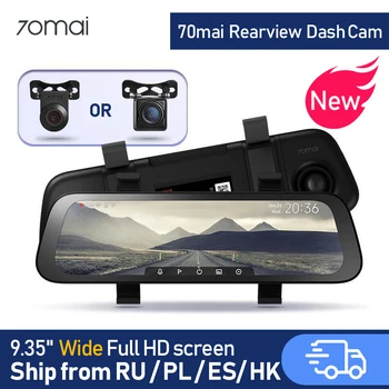 

2020 New 9.35 Inch Full Screen 70mai Rearview Dash Cam Wide 1080P Auto Cam 130FOV 70mai Mirror Car Recorder Stream Media Car DVR