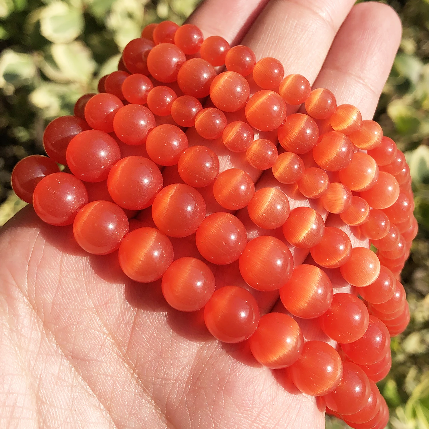 Natural Pink, White, & Blue Cat Eye Round Loose Beads for Jewelry Making - High-Quality Moonstone DIY Bracelet, 15 Strand