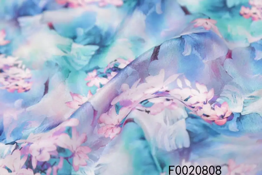 

Flower Printed 100%silk Crepe De Chine Silk Fabric for Dress Wholesale