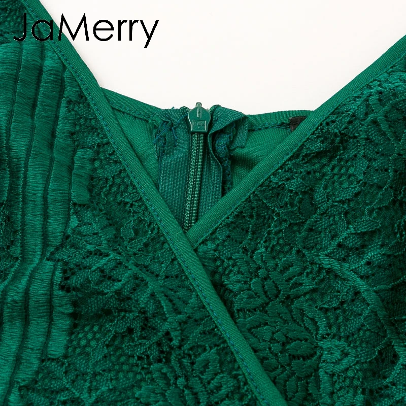 JaMerry винтажное сексуальное длинное вечернее платье без рукавов с высокой талией, зеленое кружевное платье с цветочным рисунком, элегантное шикарное платье с v-образным вырезом и открытой спиной, Макси платья