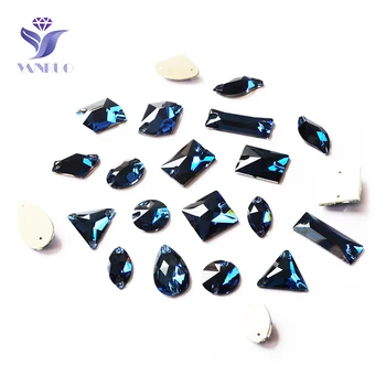 

YANRUO K9 Crystal Montana Drop Rivoli Navette Shape Sewn Rhinestones Stones And Crystal Glass Crystal Stones For Clothing