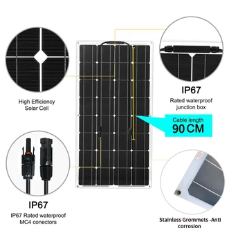 

flexible Solar Panel 100 Watt 12V High Efficiency Class-A monocsytalline Solar Cell 100W; Monocrystalline Solar Panels