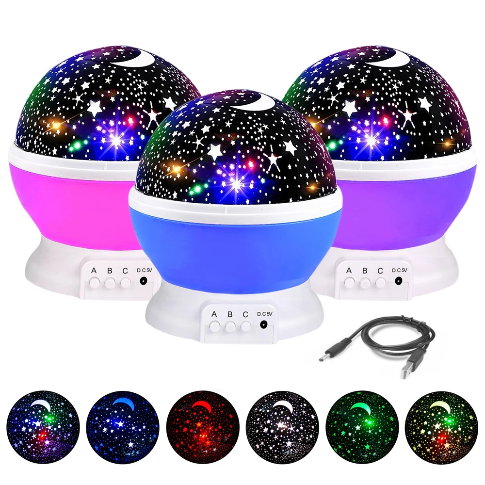 

2020 Hot Galaxy Projector Starry Sky Rotating LED Night Light Children Bedroom Star Night Lights Moon Light Kids Gift Lamp