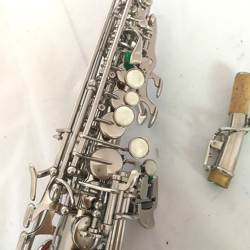 Straight Tube Saxophone Saxophone Manufacturers Drop B Adjustable White Nickel Soprano Sax Saxophone Factory Outlet New