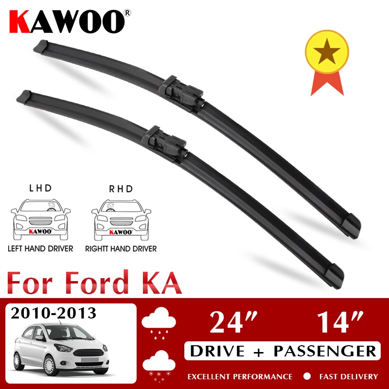 

KAWOO Wiper Front Car Wiper Blades For Ford KA 2010-2013 Windshield Windscreen Front Window Accessories 24"+14" LHD RHD