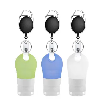 

Leakproof Silicone Refillable Containers Squeezable Reusable Hand Sanitizer Empty Travel Bottles with Keychain Carriers