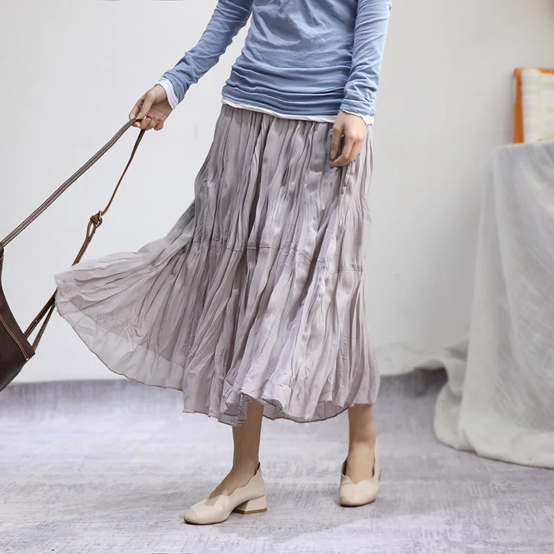 Горячая мода юбка в длинной шифоновая плиссированная юбка элегантная длинная юбка высокая талия тонкая женская юбка