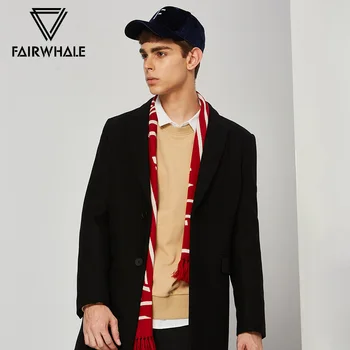 

Mark Fairwhale 2019 Winter causal Thermal Soild Wool Coat Men Fashion Lapel Slim Fit Long Coat 717416032053