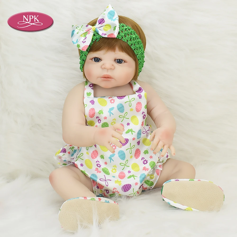 55 см полный Силиконовый Boneca Reborn Bebes Реалистичная принцесса девочка Модная Кукла реалистичные куклы для малышей игрушки для ванной подарки для детей