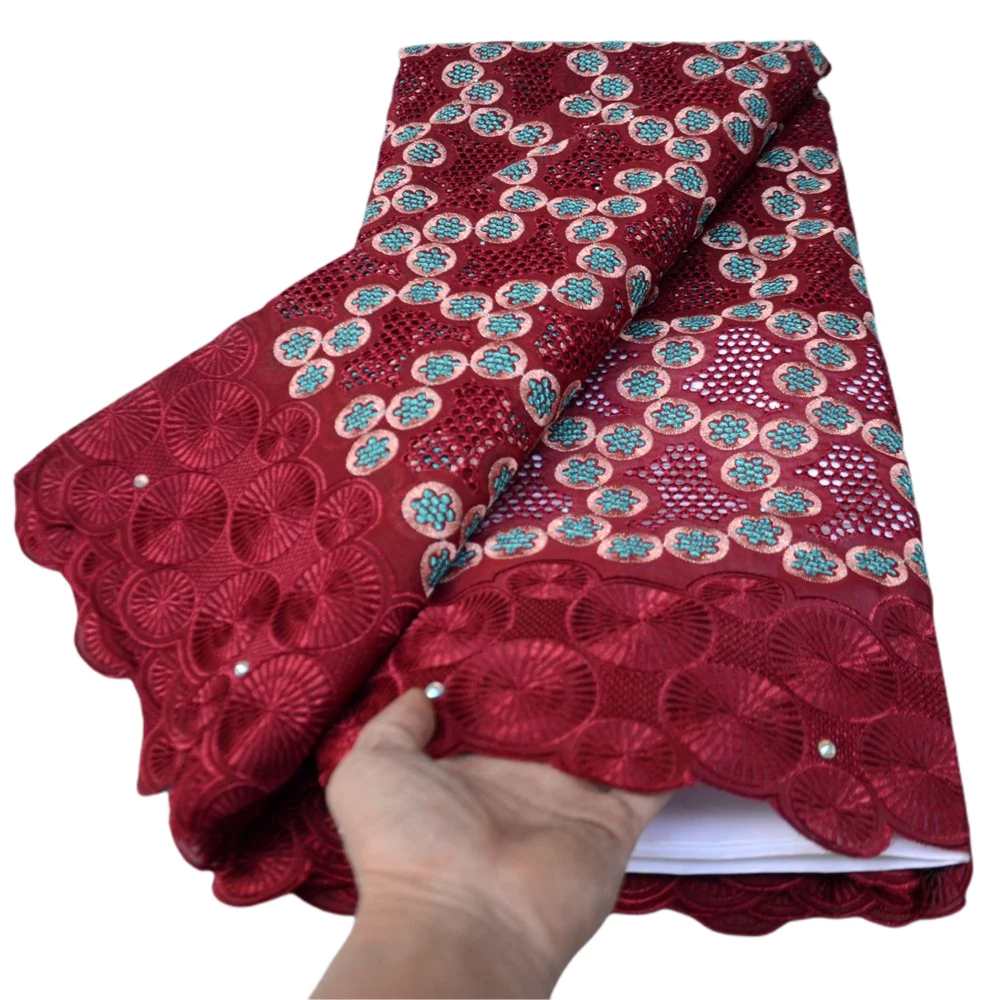 

Swiss Lace Fabric 2022 Wine Embroidery African Lace Fabrics Dry Lace Swiss Voile Lace in Switzerland