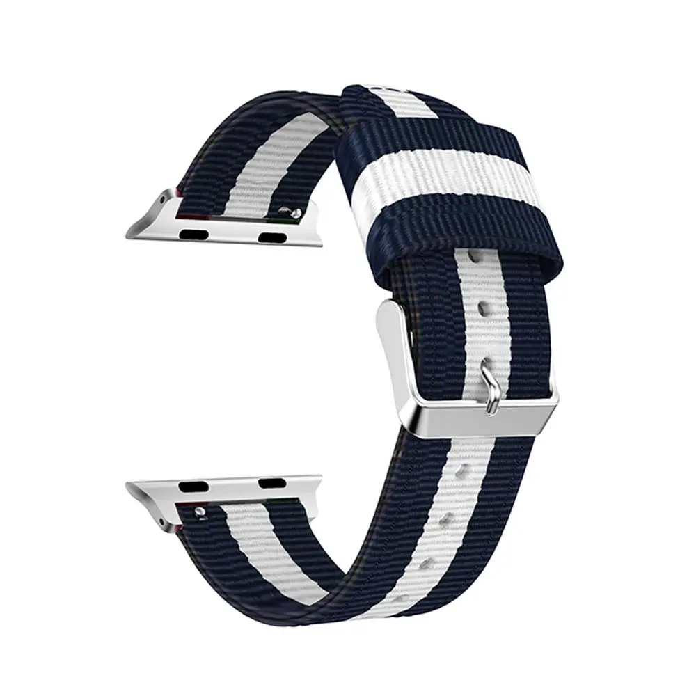 Blue white Модный нейлоновый ремешок для Apple watch 44 мм 40 мм 42 мм 38 мм браслет для iWatch серии 1 2 3 4 наручный ремешок аксессуары для часов - Цвет ремешка: Blue white
