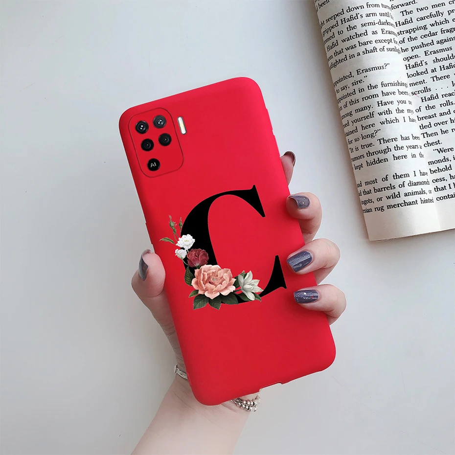 cases for oppo phones For Oppo Reno 5 Lite Case Letters Monogram ABC Flower Soft Silicone Back Cover For Oppo Reno5 Z Reno 5 F Z Lite 5F 5Z 5Lite Case oppo phone back cover