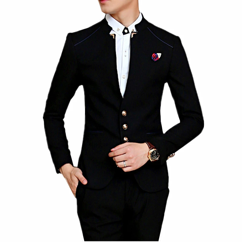 Traje Negro De Alta Calidad Para Hombre Conjunto De 2 Piezas Chaqueta Pantalones Traje De Hombre Para Fiesta De Boda Blazer Y Pantalones Conjuntos De Hombre Ajustados Azules Trajes Aliexpress