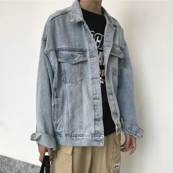 

EWQ / spring 2020 Long Sleeve Turn-down Colllar Pockets Button Loose Coat Man's Vintage Style Temperament Jackets FT158