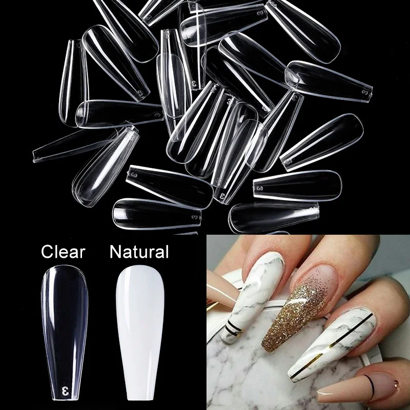 

600 Pcs False Nails Tips Nail Forms Full Cover French Fake Coffin Nails for Nail Decorations Finger Extension UV Gel