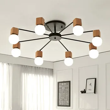 

Nordic iron wood ceiling Light Modern home Living Room Bedroom aisle LED Ceiling Lamp Luminaire Lampara Techo
