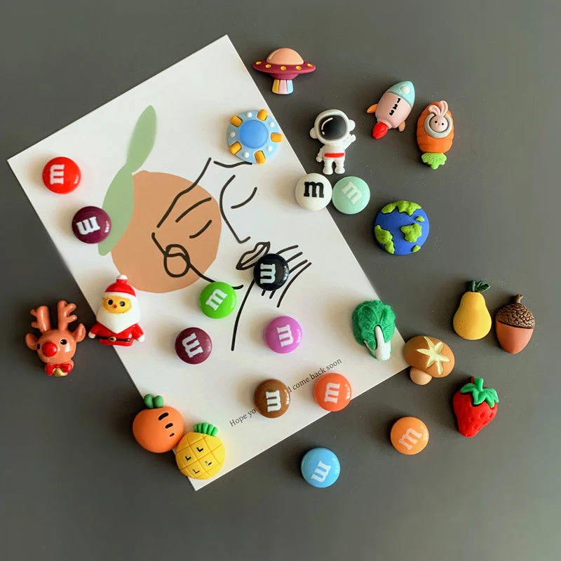 Magnetic fridge magnets magnetic fridge stickers refrigerator decor Cartoon mini magnet refrigerator series set Animal food Christmas refrigerator decoration Home decorative magnet photo wall