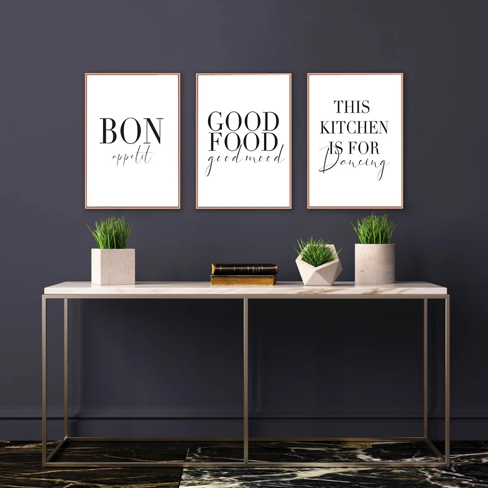 Minimalist-Good-Food-Good-Mood-Bon-Appetit-Quotes-Canvas-Painting-Black-White-Wall-Art-Poster-Print (1)