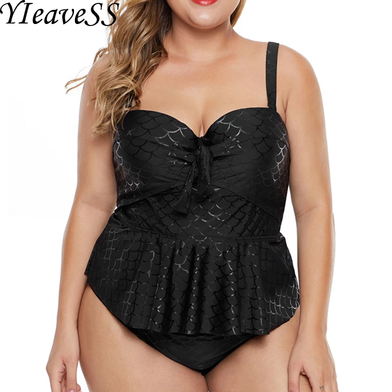 Танкини большого размера купальник женский купальник из двух частей с принтом Холтер Купальник купальное платье купальный костюм L-3XL