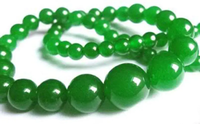

free shipping 6-14mm Natural Green s Round Beads Necklace 18"