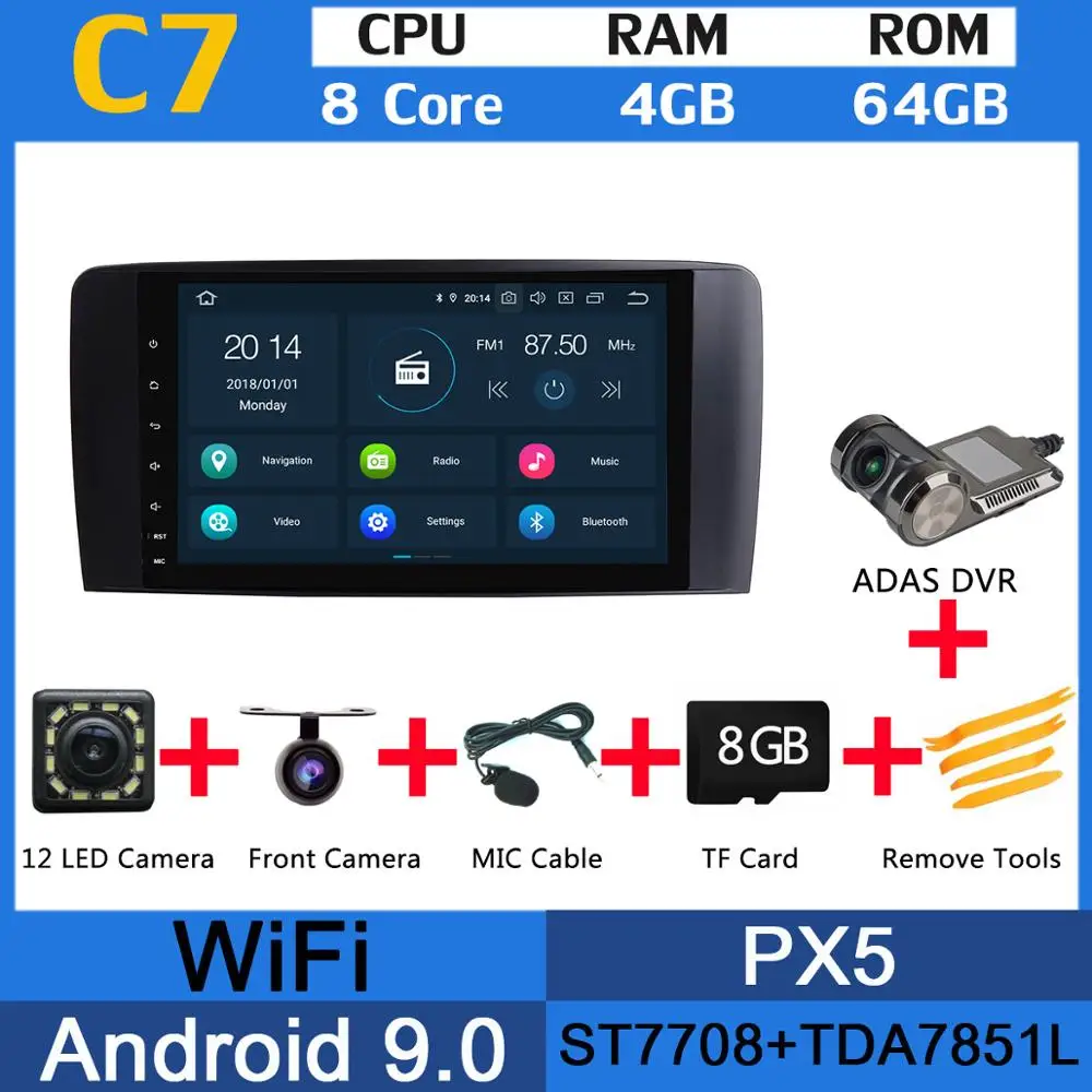 " PX6 4G+ 64G Android 9,0 автомобильный мультимедийный плеер для Mercedes Benz R Class W251 R280 R300 R320 R350 gps Радио Стерео CarPlay DSP - Цвет: PX5 ADAS