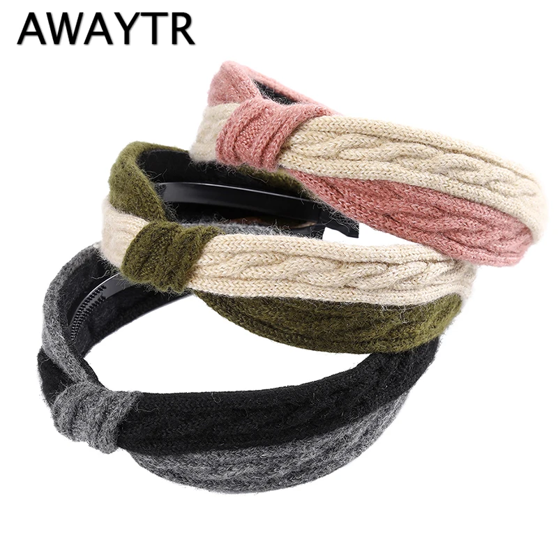 

AWAYTR Korean Knit Hairband Twist Knotted Headband for Women Bezel Hair Accessories Female Autumn Winter Headdress