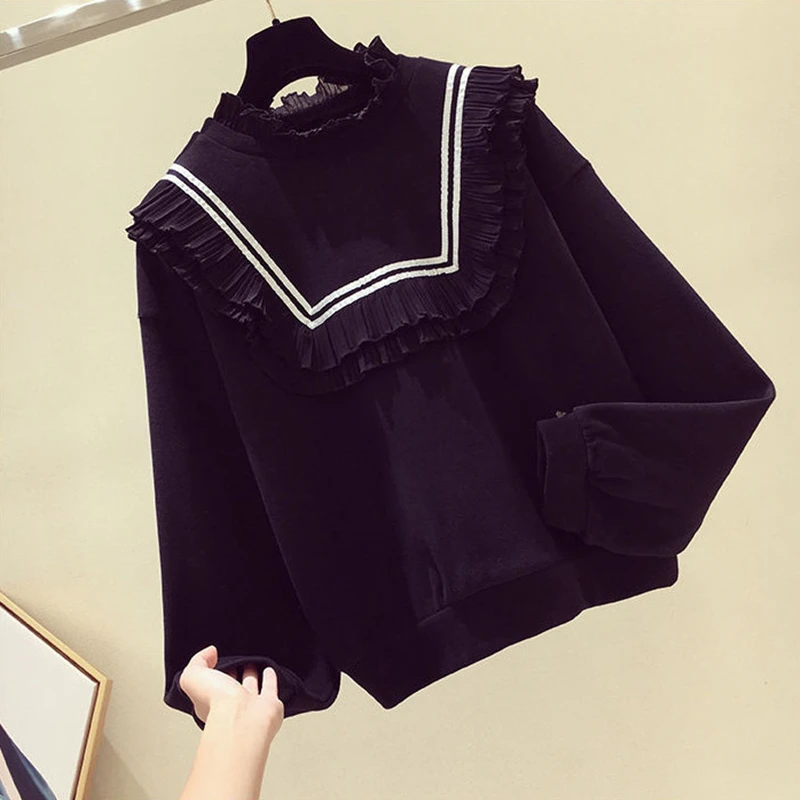 

Loose Spring Autumn Sweater Warm Kids Girl Cotton Thicken Lace Outfits Baby Boutique Toddler Children Solid Color High Quality