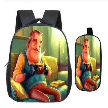 

Hot Sale Hello Neighbor Backpack Printing Pattern Kindergarten Backpack Beautiful Children Kids School Bag + Fashion Pencil Case