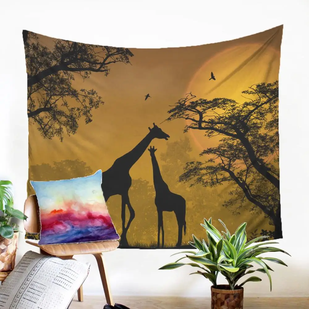 

Large Wall Tepestry Fabic Colourful Giraffe Motif Gobelin Wholesale Home Textiles Household Decoration For Living Room Dorm