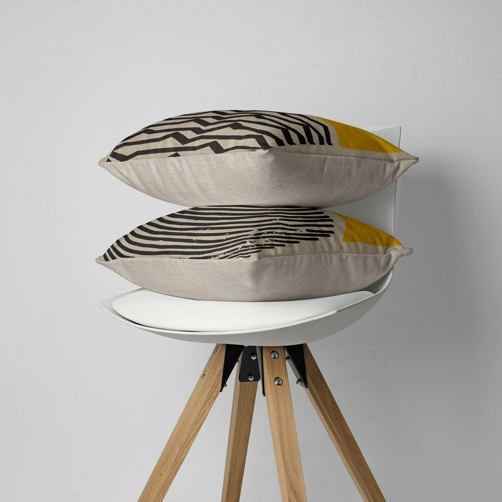 Меховая льняная наволочка декоративная в скандинавском стиле желтая 45*45 40*40 для